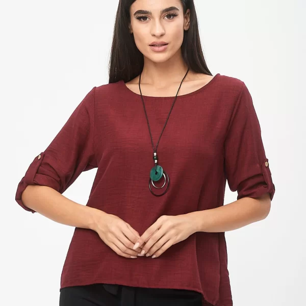 ΜΠΛΟΥΖΑ ΜΕ ΚΡΕΜΑΣΤΟ ΚΑΙ ΚΟΥΜΠΙΑ ΠΙΣΩ Μπορντό