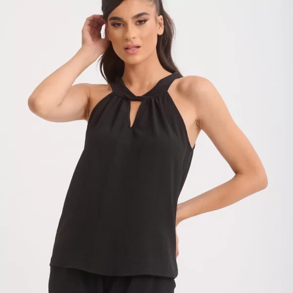 Boutique ΜΠΛΟΥΖΑ ΑΜΑΝΙΚΗ ΜΕ ΔΕΣΙΜΟ Μαύρο