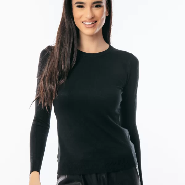 ΜΠΛΟΥΖΑ ΠΛΕΚΤΗ ΜΕ ΛΑΙΜΟΚΟΨΗ Μαύρο