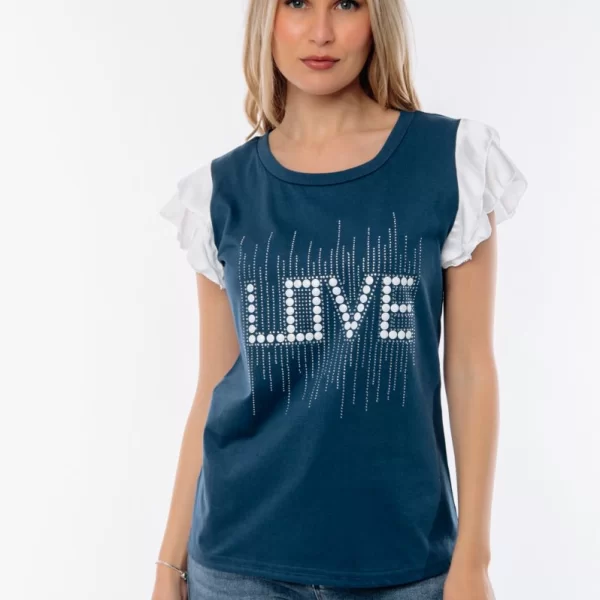 ΜΠΛΟΥΖΑ ΜΕ ΒΟΛΑΝ ΜΕ ΜΑΝΙΚΙ Μπλε