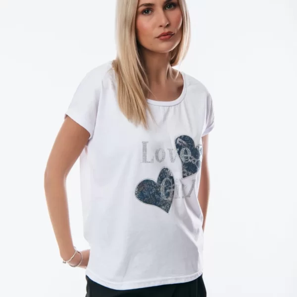 ΜΠΛΟΥΖΑ ΜΕ ΚΑΡΔΙΕΣ Ασπρο