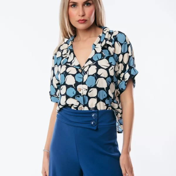 ΠΟΥΚΑΜΙΣΟ ΕΜΠΡΙΜΕ ΜΕ ΚΟΝΤΟ ΜΑΝΙΚΙ Μπλε