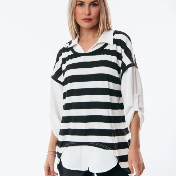 Boutique ΜΠΛΟΥΖΟΠΟΥΚΑΜΙΣΟ ΡΙΓΕ Μαύρο