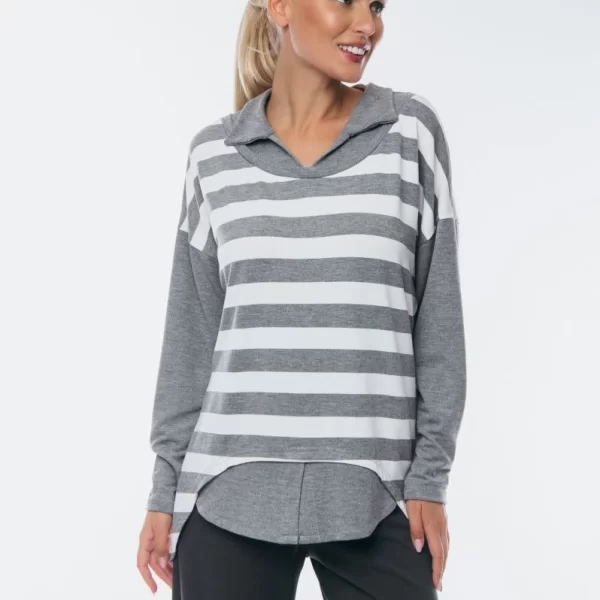 ΜΠΛΟΥΖΑ ΔΙΧΡΩΜΗ ΜΕ ΓΙΑΚΑ ΠΛΕΚΤΗ Γκρι