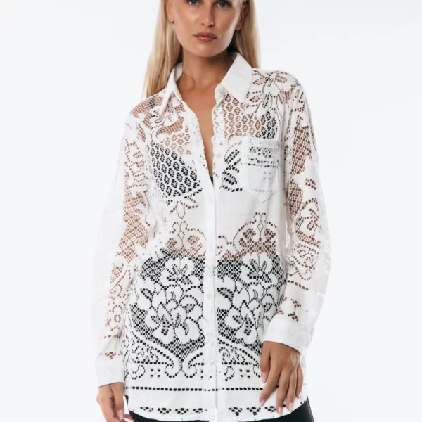 ΠΟΥΚΑΜΙΣΟ ΜΕ ΔΑΝΤΕΛΑ Άσπρο