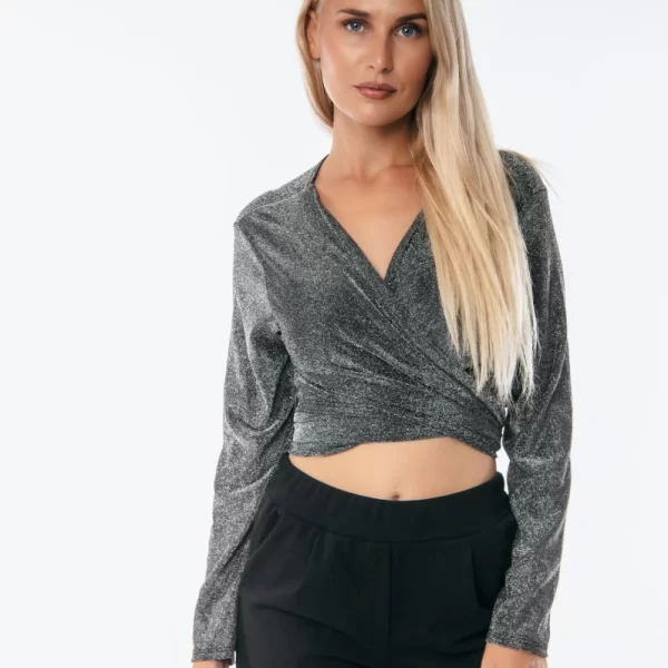 ΜΠΛΟΥΖΑ ΚΡΟΥΑΖΕ ΜΕ ΔΕΣΙΜΟ LUREX Ασημί