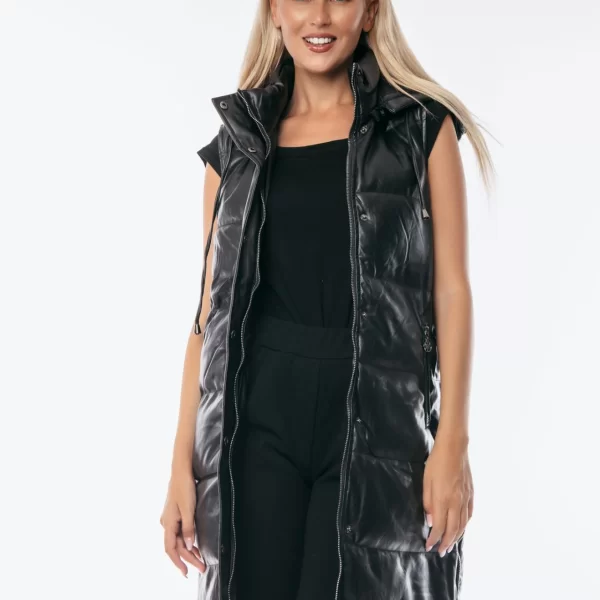 ΑΜΑΝΙΚΟ ΜΠΟΥΦΑΝ ΜΑΚΡΥ ΜΕ ΚΟΥΚΟΥΛΑ ΔΕΡΜΑΤΙΝΗ ΜΑΥΡΟ Μαύρο