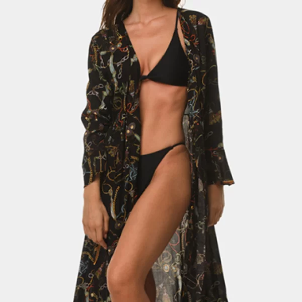 Black pattern caftan Εμπριμέ μαύρο