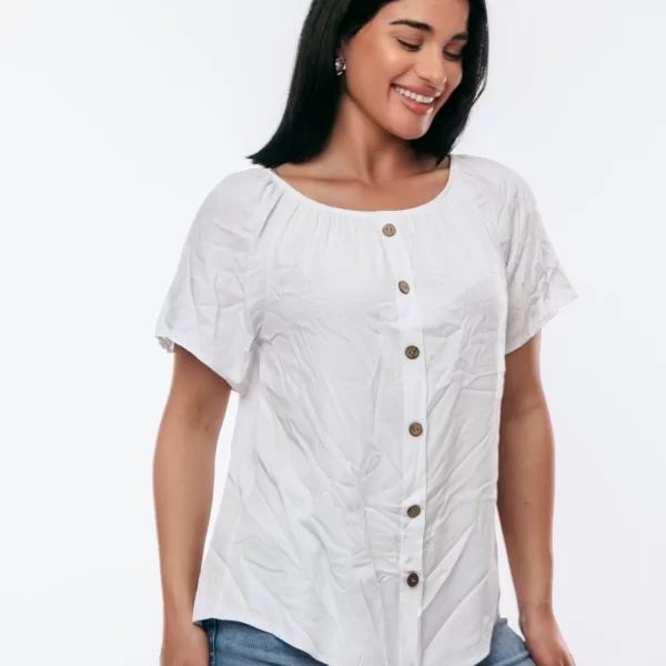 ΜΠΛΟΥΖΑ ΜΕ ΛΑΣΤΙΧΟ ΚΑΙ ΚΟΥΜΠΙΑ Άσπρο