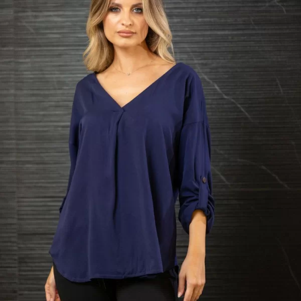 ΜΠΛΟΥΖΑ ΜΕ ΓΥΡΙΣΤΟ ΜΑΝΙΚΙ Μπλε