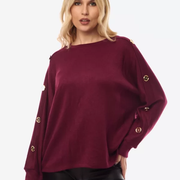 DRESS UP ΜΠΛΟΥΖΑ ΠΛΕΚΤΗ ΜΕ ΚΟΥΜΠΙΑ ΜΠΟΡΝΤΟ Μπορντό