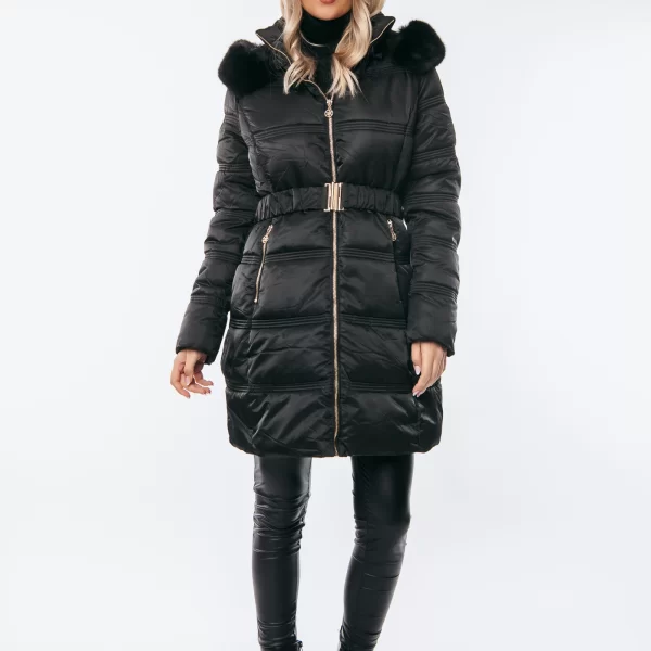 ΜΠΟΥΦΑΝ ΜΑΚΡΥ ΜΕ ΚΟΥΚΟΥΛΑ ΠΟΥ ΑΦΑΙΡΕΙΤΑΙ ΚΑΙ ΖΩΝΗ Μαύρο