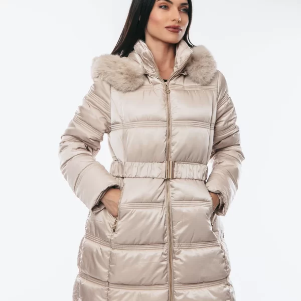 ΜΠΟΥΦΑΝ ΜΑΚΡΥ ΜΕ ΚΟΥΚΟΥΛΑ ΠΟΥ ΑΦΑΙΡΕΙΤΑΙ ΚΑΙ ΖΩΝΗ Μπεζ