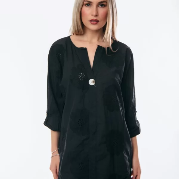 ΜΠΛΟΥΖΟΠΟΥΚΑΜΙΣΟ ΜΕ ΓΥΡΙΣΤΟ ΜΑΝΙΚΙ Μαύρο