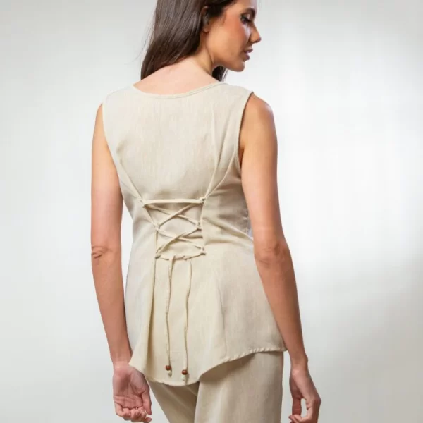 Boutique ΜΠΛΟΥΖΑ ΜΕ ΚΟΡΔΟΝΙ ΣΤΗΝ ΠΛΑΤΗ Μπεζ