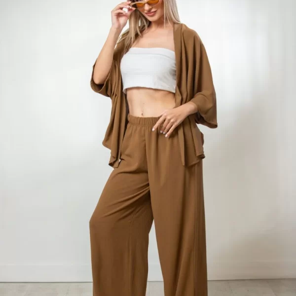 DRESS UP ΚΙΜΟΝΟ ΜΕ ΤΡΟΥΑΚΑΡ ΜΑΝΙΚΙΑ Καφέ