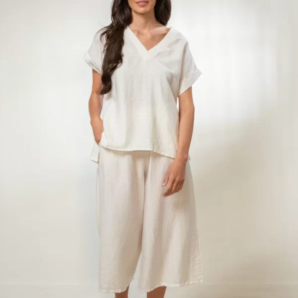 ΠΑΝΤΕΛΟΝΙ ΚΑΠΡΙ ΛΙΝΟ ΜΕ ΛΑΣΤΙΧΟ ΚΑΙ ΤΣΕΠΕΣ Μπλε