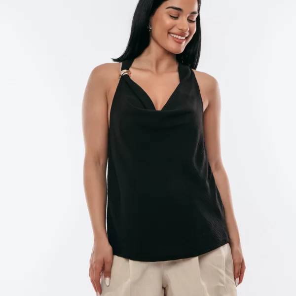 ΜΠΛΟΥΖΑ ΝΤΡΑΠΕ ΜΕ ΧΡΥΣΗ ΛΕΠΤΟΜΕΡΕΙΑ ΜΑΥΡΟ Μαύρο