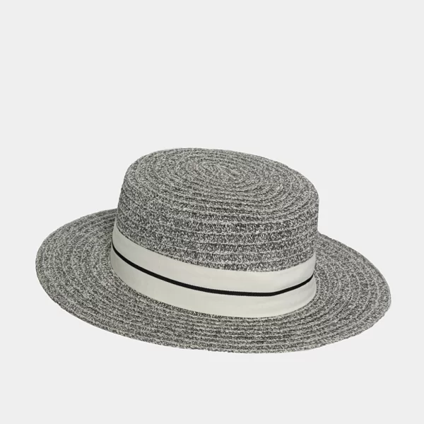 Straw Hat with White Strap Γκρι