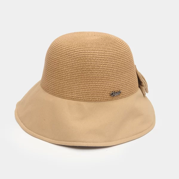 Bucket Cotton & Straw Hat w/ Cotton Bow Μπεζ