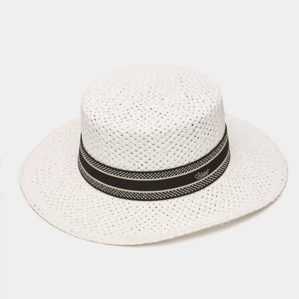 White Venezia Style Straw Hat Ασπρο