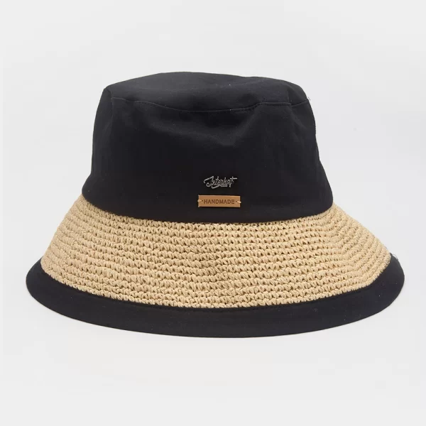 Bucket Cotton & Straw Hat Μαύρο
