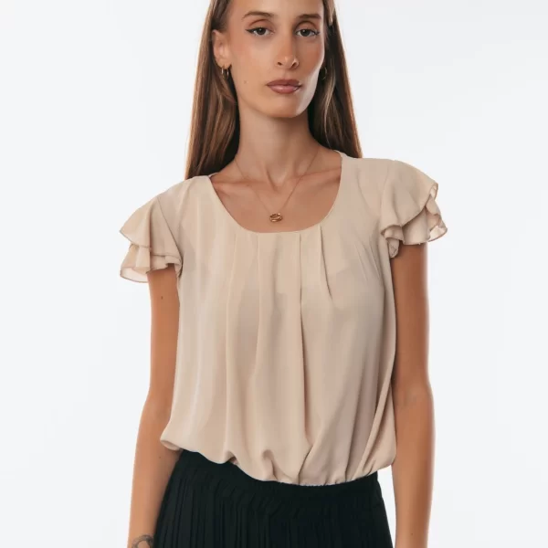 ΜΠΛΟΥΖΑ ΜΕ ΚΟΝΤΟ ΜΑΝΙΚΙ ΒΟΛΑΝ Μπεζ