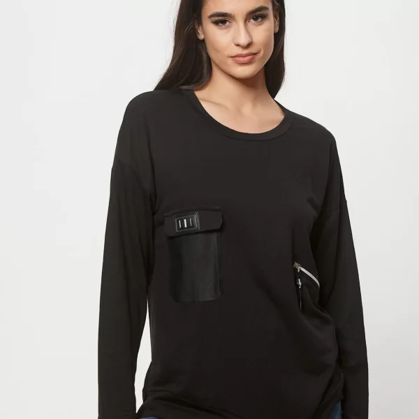 Boutique ΜΠΛΟΥΖΑ ΦΟΥΤΕΡ ΜΕ ΤΣΕΠΕΣ Μαύρο