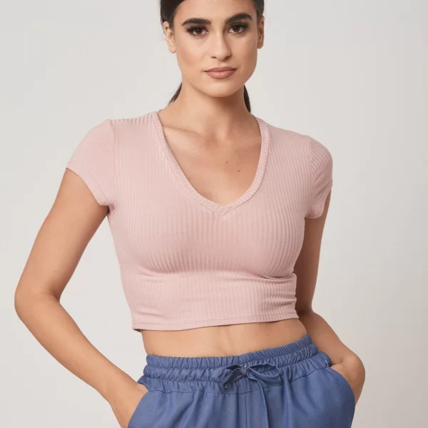 ΜΠΛΟΥΖΑ ΚΟΝΤΟΜΑΝΙΚΗ ΡΙΠ ΜΕ ΒΕ ΡΟΖ Ροζ