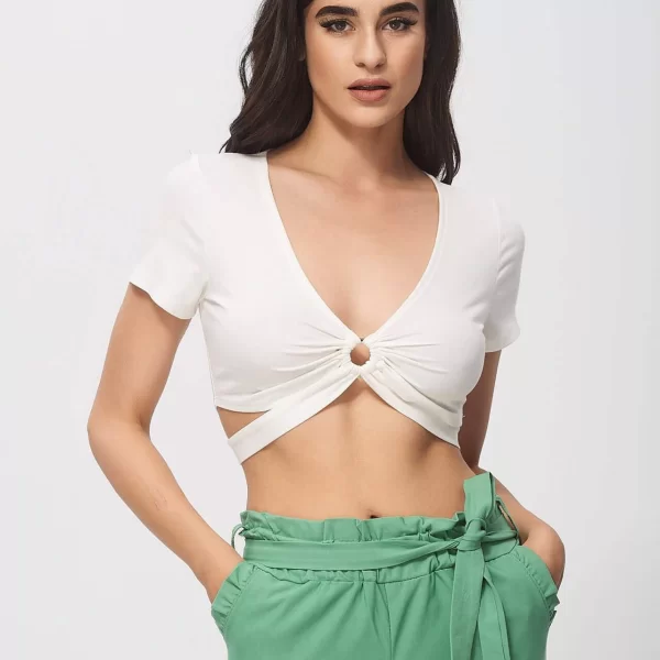 CROP TOP ΜΕ ΚΡΙΚΟ Ασπρο