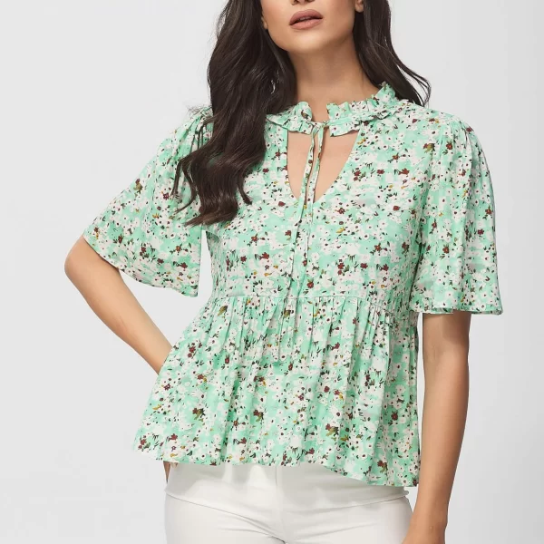 ΜΠΛΟΥΖΑ ΚΟΝΤΟ ΜΑΝΙΚΙ ΜΕ ΔΕΣΙΜΟ ΣΤΟ ΛΑΙΜΟ Πράσινο