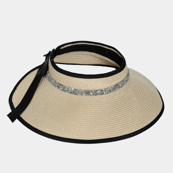 Top opened straw hat Μπεζ