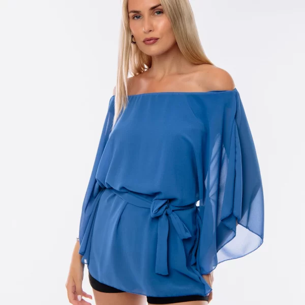 DRESS UP ΜΠΛΟΥΖΑ ΜΕ ΛΑΣΤΙΧΑ ΚΑΙ ΖΩΝΗ Μπλε ρουά