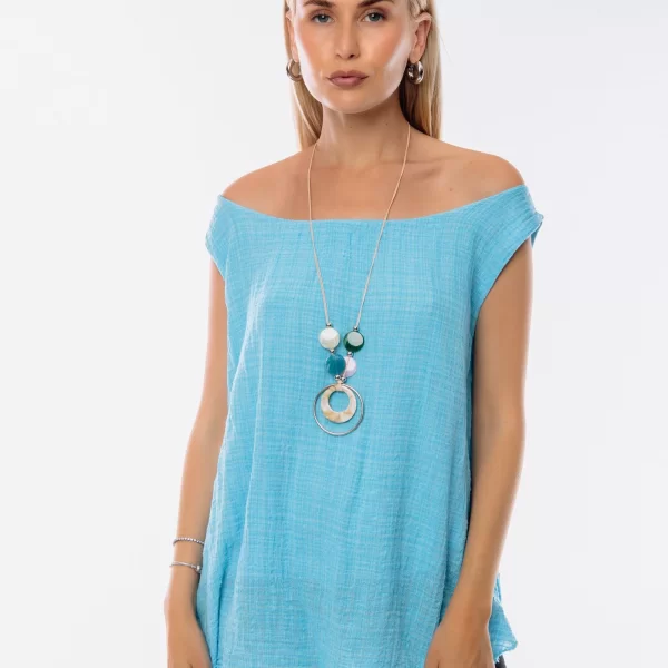 ΜΠΛΟΥΖΑ ΑΜΑΝΙΚΗ ΜΕ ΚΟΛΙΕ Τιρκουάζ