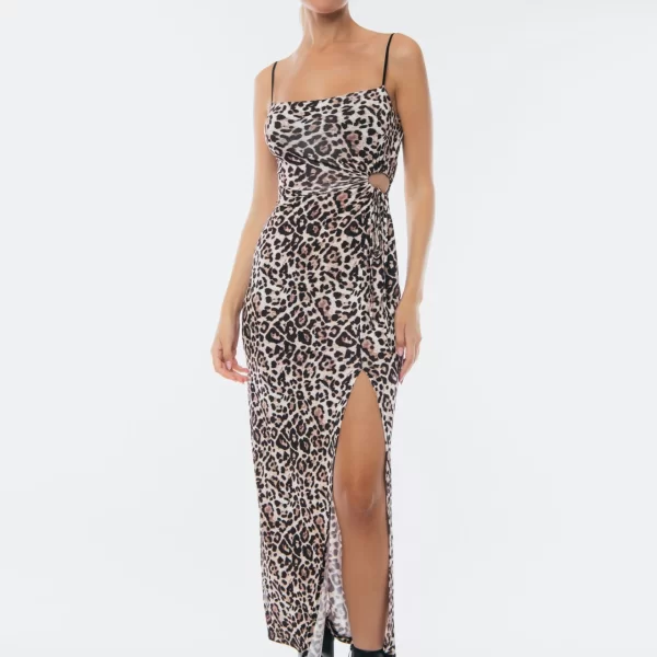 DRESS UP ΦΟΡΕΜΑ ΛΕΟΠΑΡ ΜΕ ΑΝΟΙΓΜΑ ΣΤΟ ΠΟΔΙ Μαύρο