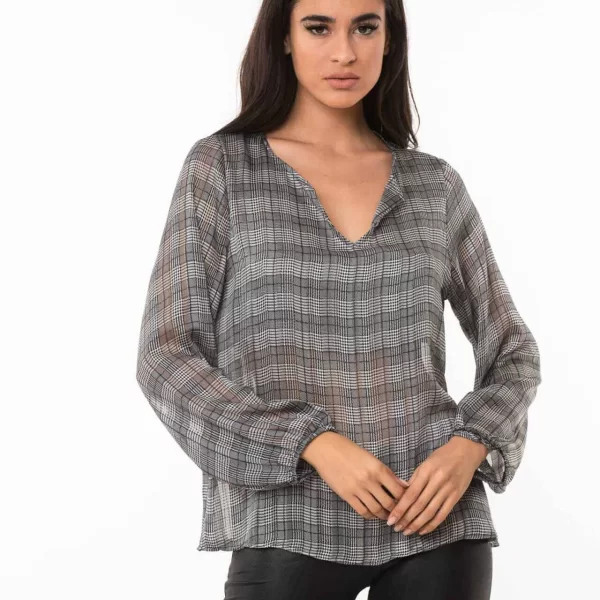 ΜΠΛΟΥΖΑ ΚΑΡΟ ΜΕ ΒΕ Εμπριμέ μαύρο