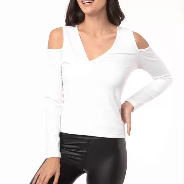 ΜΠΛΟΥΖΑ ΚΡΟΥΑΖΕ ΜΙΣΟ ΜΑΝΙΚΙ Ασπρο