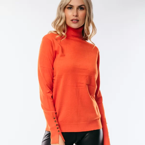 ΜΠΛΟΥΖΑ ΠΛΕΚΤΗ ΖΙΒΑΓΚΟ ΜΕ ΚΟΥΜΠΙΑ ΣΤΟ ΜΑΝΙΚΙ Πορτοκαλί