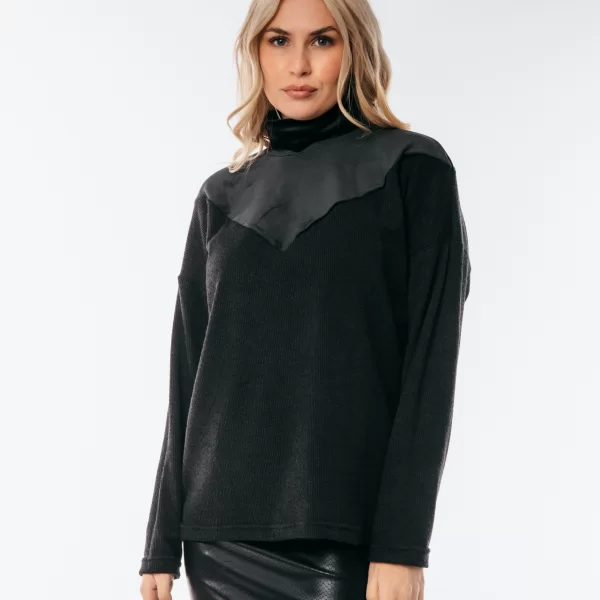 ΜΠΛΟΥΖΑ ΖΙΒΑΓΚΟ ΜΕ ΔΙΑΦΑΝΕΙΑ Μαύρο