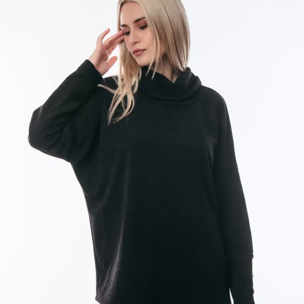 ΜΠΛΟΥΖΑ ΠΛΕΚΤΗ ΜΕ ΚΟΥΜΠΙΑ ΣΤΟ ΜΑΝΙΚΙ Μαύρο