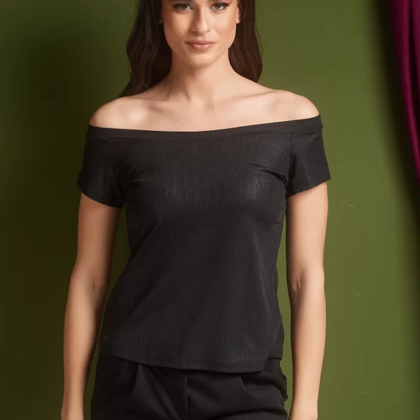 ΜΠΛΟΥΖΑ ΚΟΝΤΟ ΜΑΝΙΚΙ ΕΞΩ ΩΜΟΙ Μαύρο