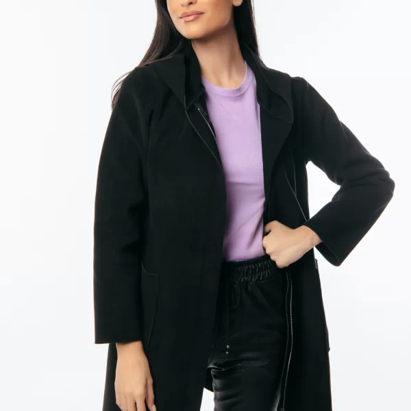 ΖΑΚΕΤΑ ΜΑΚΡΙΑ ΜΕ ΦΕΡΜΟΥΑΡ ΚΑΙ ΚΟΥΚΟΥΛΑ Μαύρο