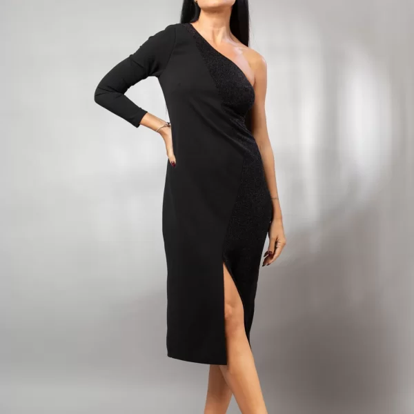 ΦΟΡΕΜΑ MIDI ΜΙΣΟ LUREX ΜΕ ΕΝΑ ΜΑΝΙΚΙ Μαύρο