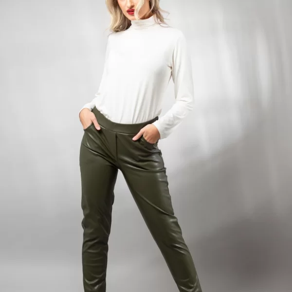 ΠΑΝΤΕΛΟΝΙ ΔΕΡΜΑΤΙΝΗ ΜΕ ΤΣΕΠΕΣ Χακί