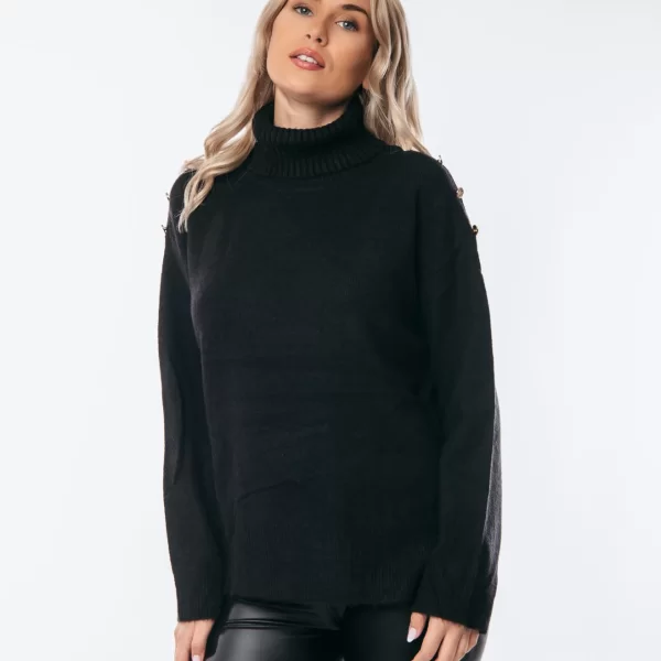 ΜΠΛΟΥΖΑ ΠΛΕΚΤΗ ΖΙΒΑΓΚΟ ΜΕ ΚΟΥΜΠΙΑ ΜΑΥΡΗ Μαύρο