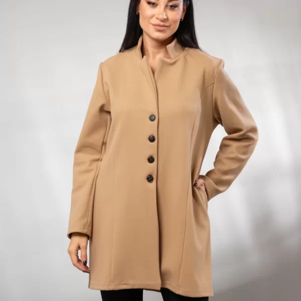 Boutique ΠΑΛΤΟ ΚΟΝΤΟ ΜΕ ΤΣΕΠΕΣ ΚΑΙ ΚΟΥΜΠΙΑ Ταμπά