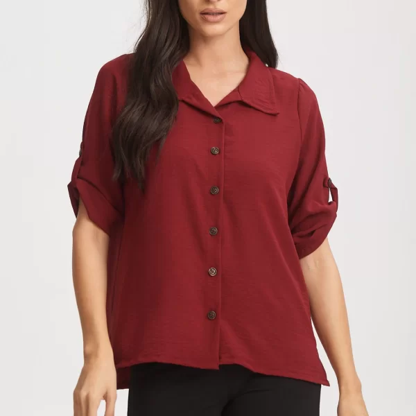 ΠΟΥΚΑΜΙΣΟ ΜΕ ΓΥΡΙΣΤΟ ΜΑΝΙΚΙ Μπορντό