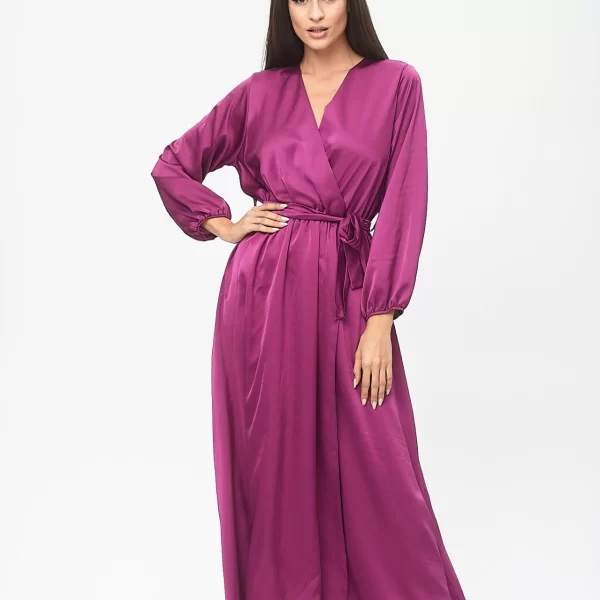 ΦΟΡΕΜΑ ΜΑΚΡΥ ΚΡΟΥΑΖΕ ΜΕ ΖΩΝΗ ΣΑΤΕΝ Λιλά