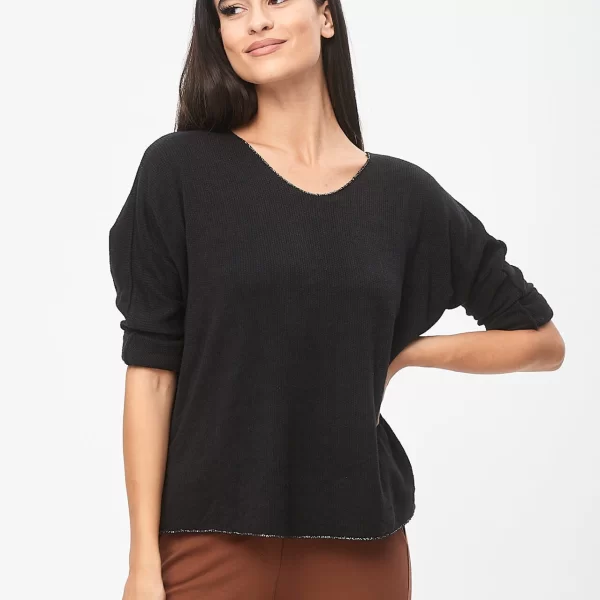 ΜΠΛΟΥΖΑ ΠΛΕΚΤΗ ΛΑΙΜΟΚΟΨΗ Μαύρο