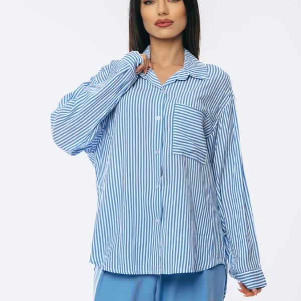 DRESS UP ΠΟΥΚΑΜΙΣΟ ΜΕ ΤΣΕΠΗ ΚΑΙ ΡΙΓΕΣ Μπλε